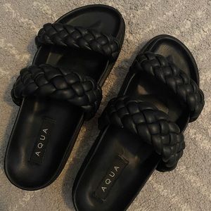 Aqua braided slide sandals